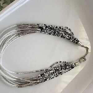 Beaded necklace black white silver colour.great condition 10 inches